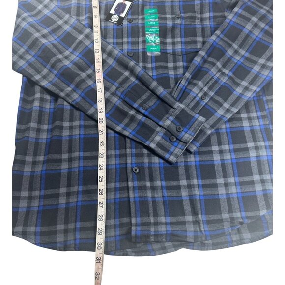Weatherproof‎ Plaid Button-Up Shirt Men's Large Bright Blue/Black New - Picture 8 of 11
